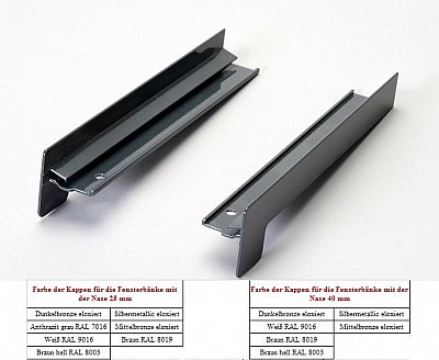 Ein Paar Aussen-Alu-Kappen NACH MAUERPUTZ 140 - 180 mm