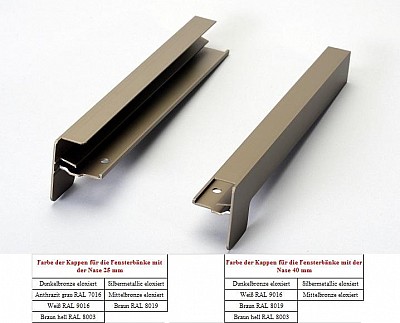 Ein Paar Aussen-Alu-Kappen VOR DEM MAUERPUTZ 195 - 240 mm